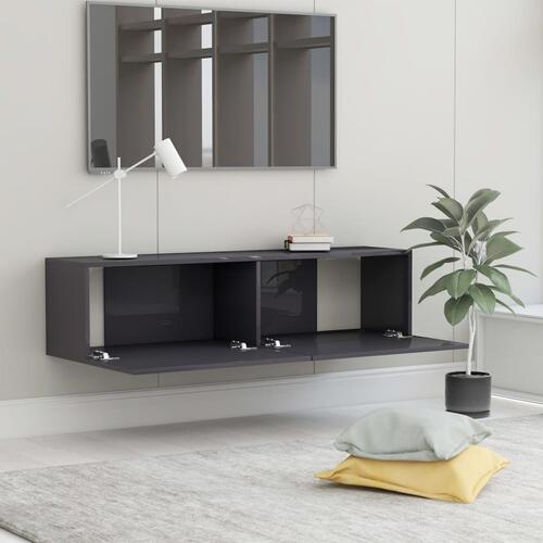 Tv-bord 120x30x30 cm konstrueret træ grå højglans