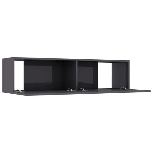Tv-bord 120x30x30 cm konstrueret træ grå højglans