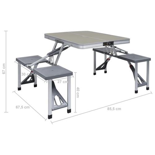 Foldbart campingbord med 4 siddepladser stål aluminium