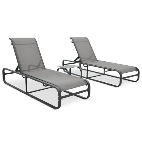 Liggestole 2 stk. med bord textilene og aluminium