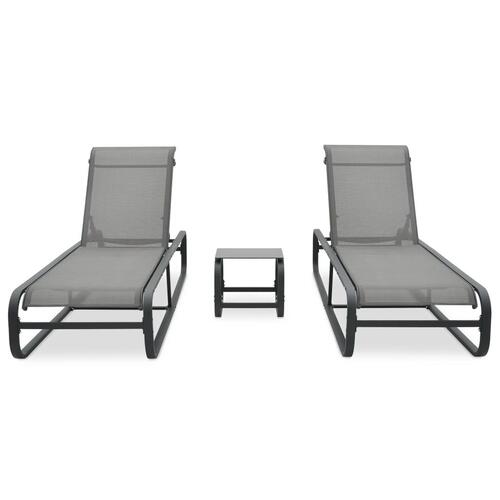 Liggestole 2 stk. med bord textilene og aluminium