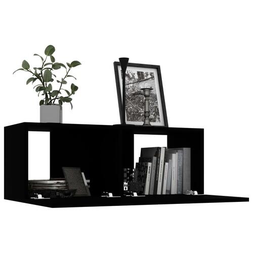 Tv-bord 80x30x30 cm konstrueret træ sort