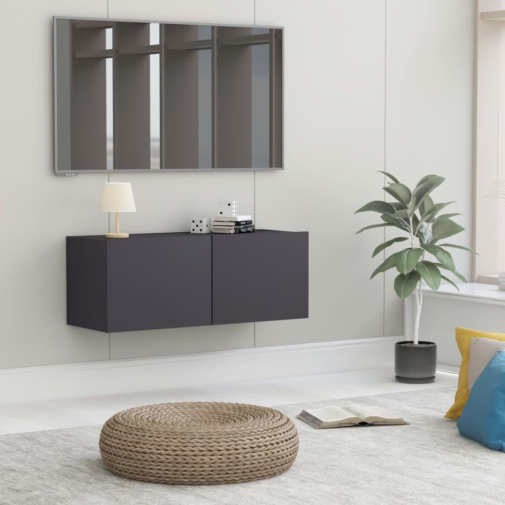 TV-skab grå 80 x 30 x 30 cm i konstrueret træ billede