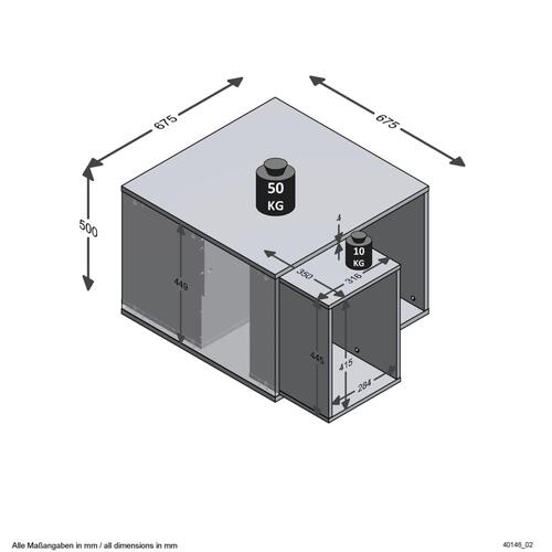 sofabord med 2 sideborde 67,5x67,5x50 cm hvid og betongrå