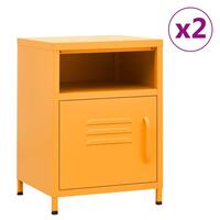Natborde 2 stk. 35x35x51 cm stål sennepsgul