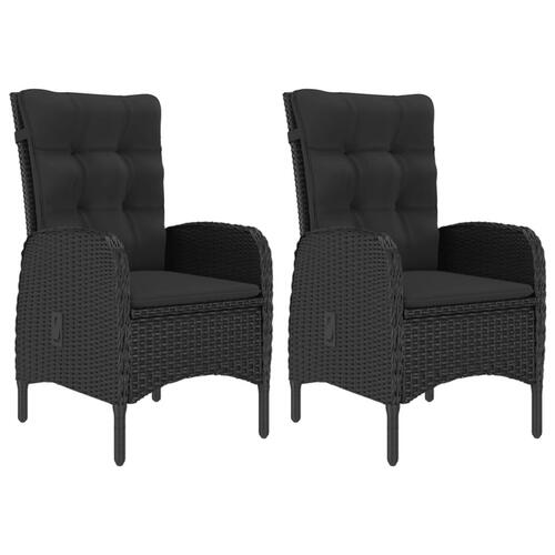 Spisebordssæt til haven 3 dele polyrattan og glas sort