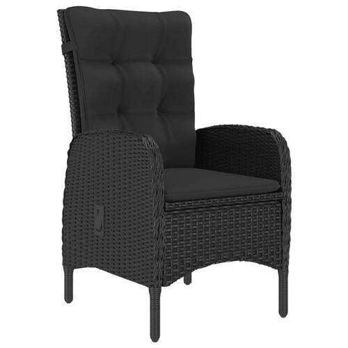 Spisebordssæt til haven 9 dele polyrattan og glas sort