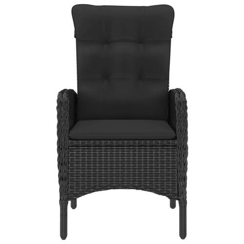 Spisebordssæt til haven 9 dele polyrattan og glas sort