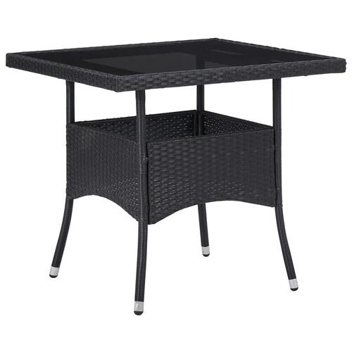 Spisebordssæt til haven 5 dele polyrattan og glas sort