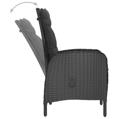 Spisebordssæt til haven 5 dele polyrattan og glas sort