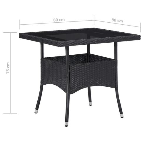 Spisebordssæt til haven 5 dele polyrattan og glas sort