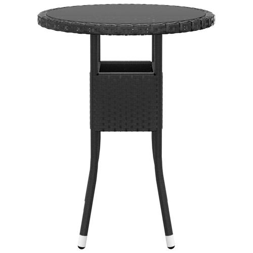 Havebord Ø60x75 cm hærdet glas og polyrattan sort