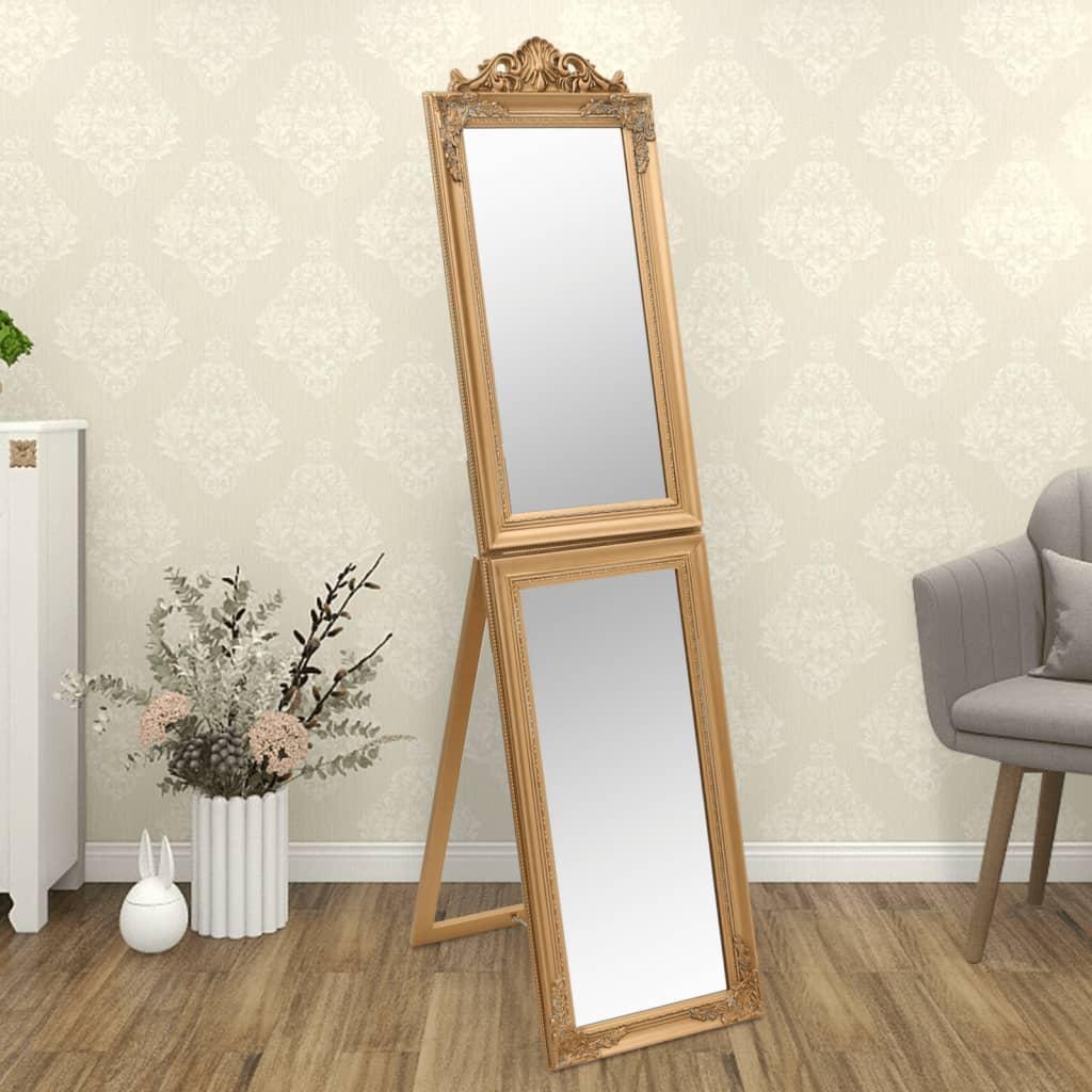 Fritstående spejl 45x180 cm guldfarvet