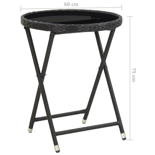 Bistrosæt til haven 3 dele polyrattan og glas sort