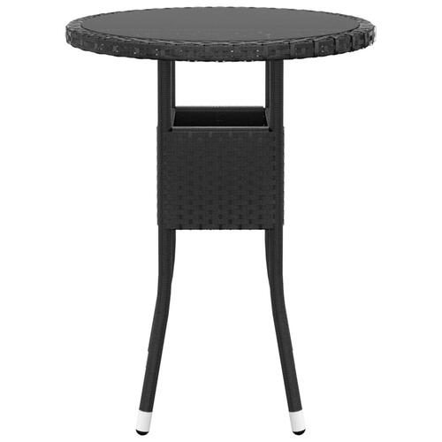 Spisebordssæt til haven 3 dele polyrattan sort