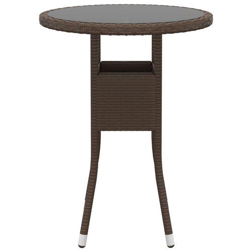 Havebord Ø60x75 cm hærdet glas og polyrattan brun