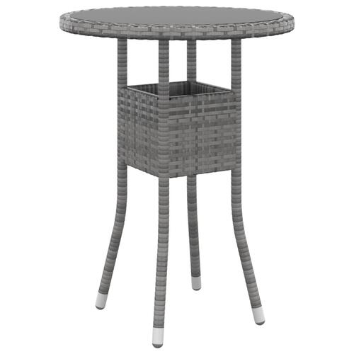 Havebord Ø60x75 cm hærdet glas og polyrattan grå