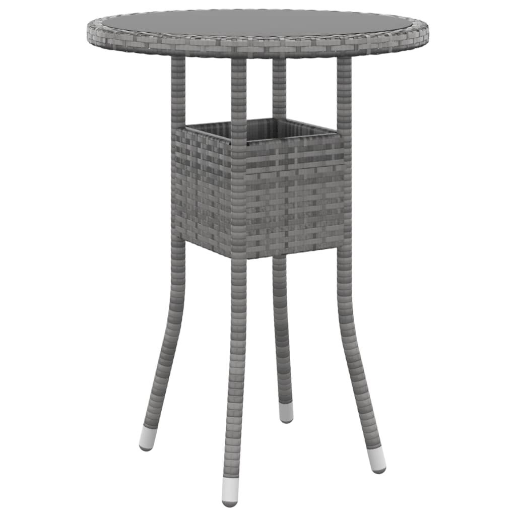 Havebord Ø60x75 cm hærdet glas og polyrattan grå