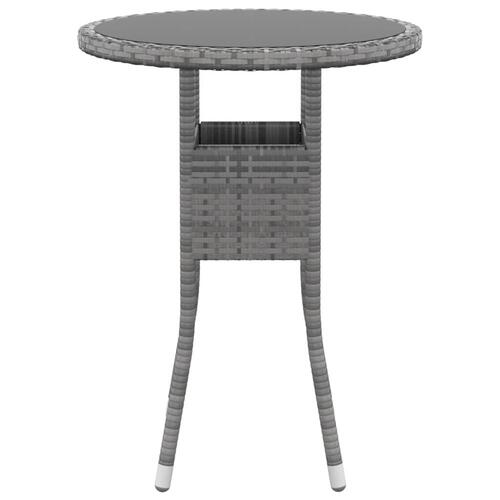 Havebord Ø60x75 cm hærdet glas og polyrattan grå