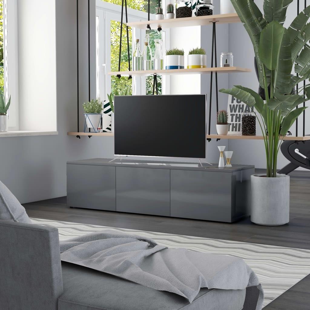 Tv-bord 120x34x30 cm konstrueret træ grå højglans