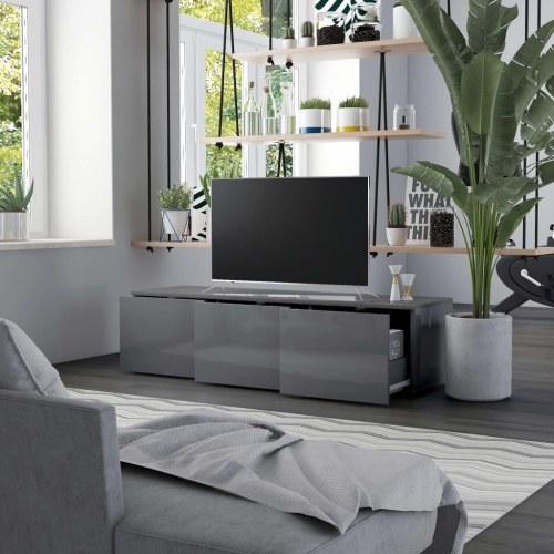 Tv-bord 120x34x30 cm konstrueret træ grå højglans