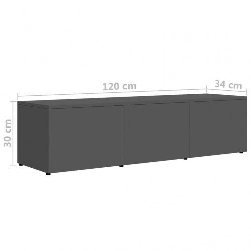 Tv-bord 120x34x30 cm konstrueret træ grå højglans