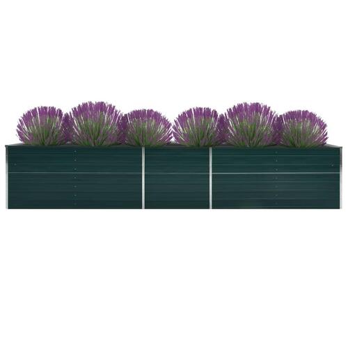 Forhøjet plantekasse 400x80x45 cm galvaniseret stål grøn