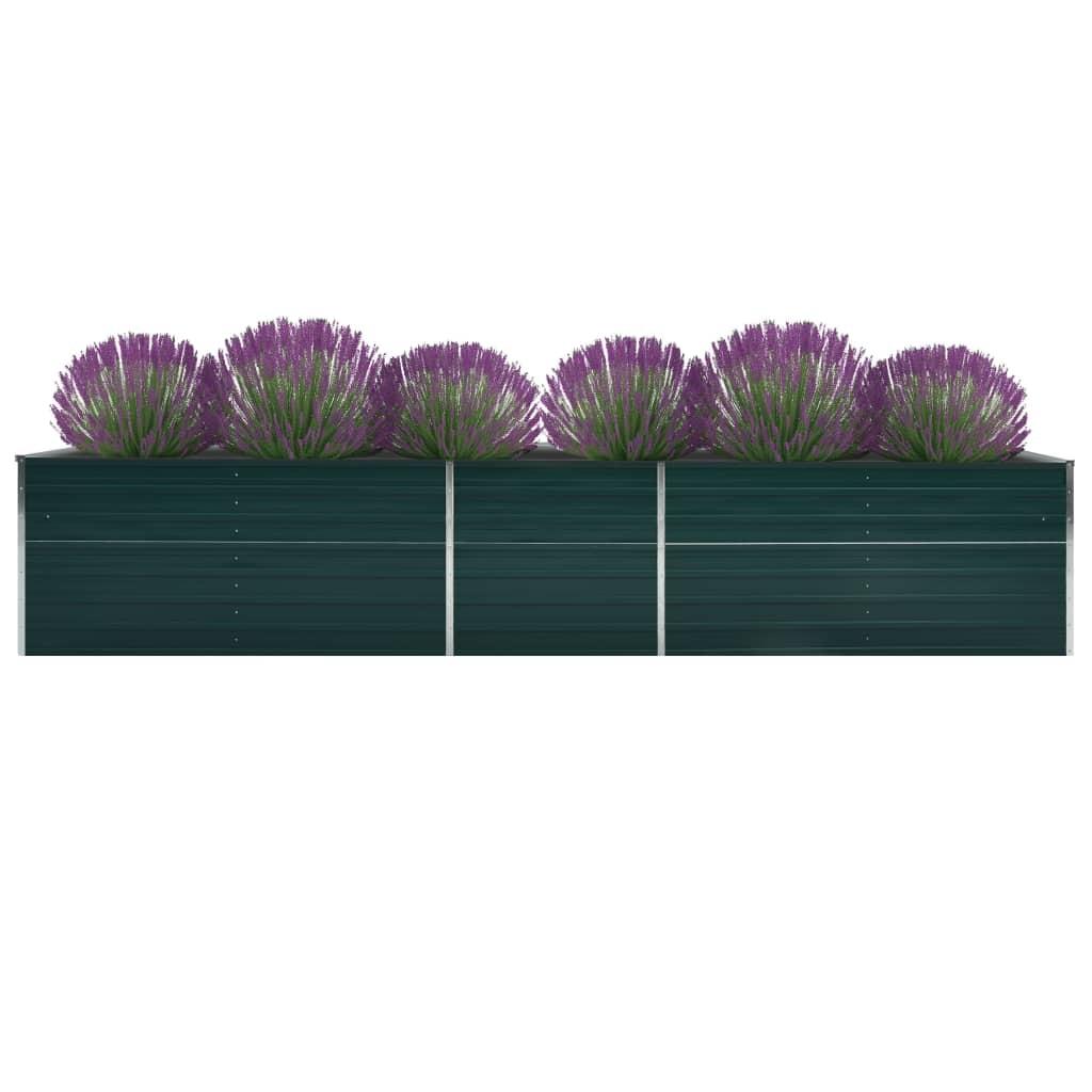 Forhøjet plantekasse 400x80x45 cm galvaniseret stål grøn