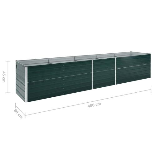 Forhøjet plantekasse 400x80x45 cm galvaniseret stål grøn