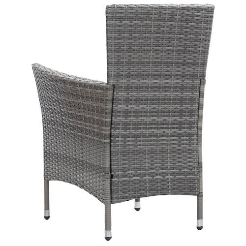 Udendørs spisebordssæt 9 dele med hynder polyrattan grå