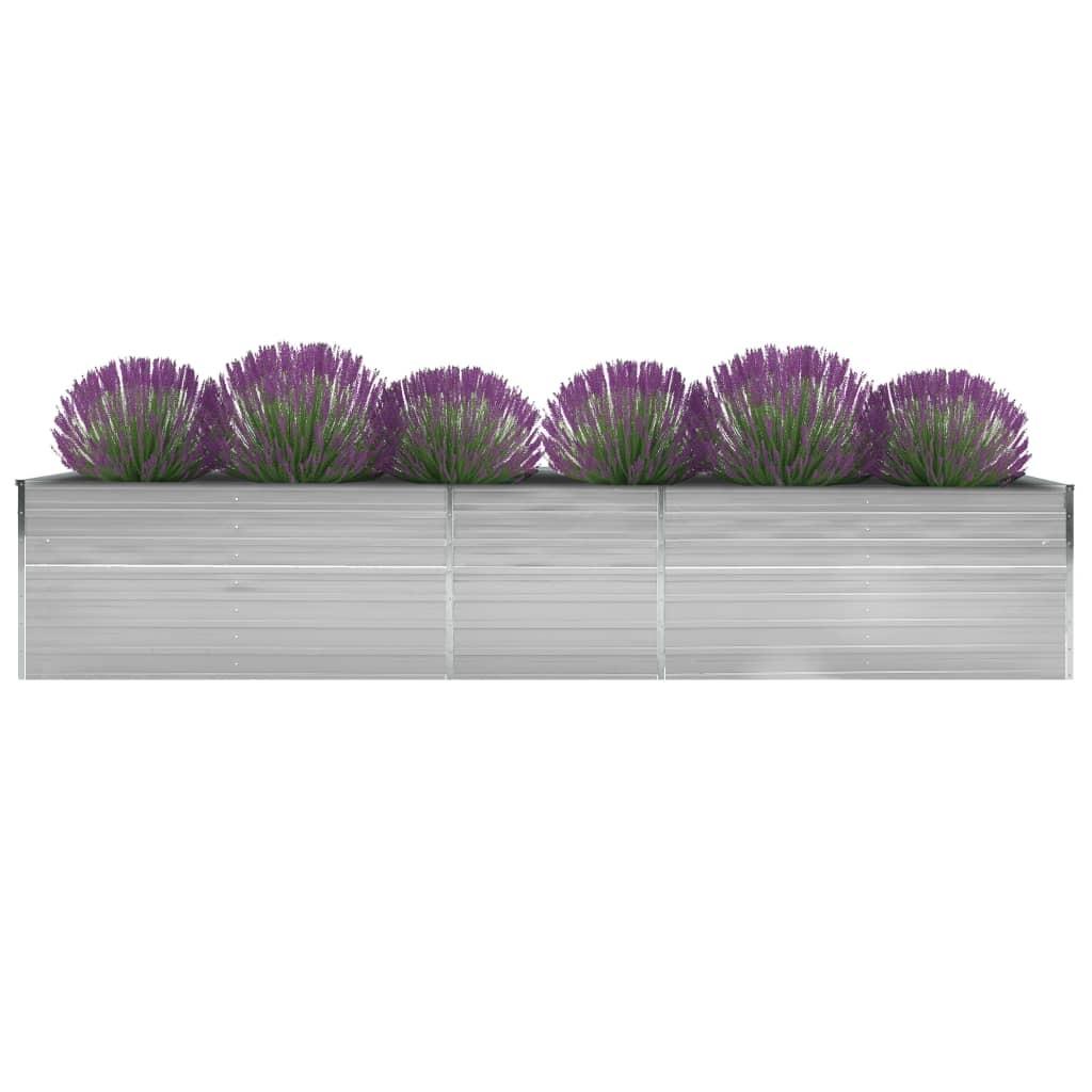 Forhøjet plantekasse 400x80x77 cm galvaniseret stål grå