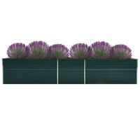 Forhøjet plantekasse 400x80x77 cm galvaniseret stål grøn