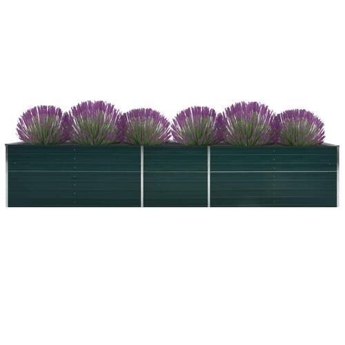 Forhøjet plantekasse 400x80x77 cm galvaniseret stål grøn