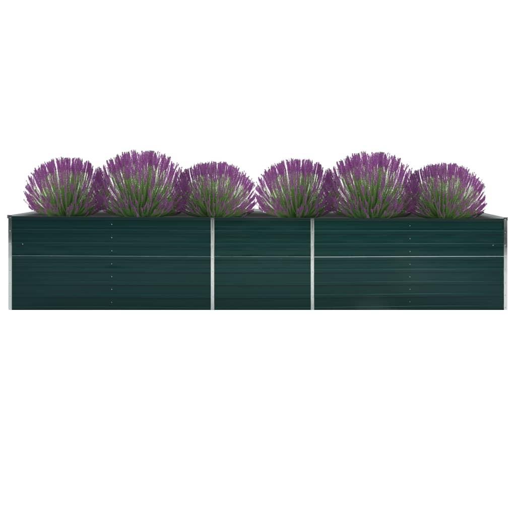 Forhøjet plantekasse 400x80x77 cm galvaniseret stål grøn