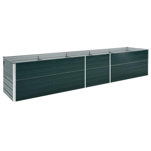 Forhøjet plantekasse 400x80x77 cm galvaniseret stål grøn