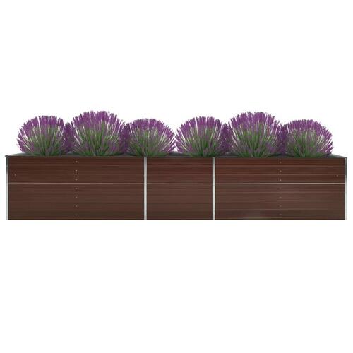 Forhøjet plantekasse 400x80x77 cm galvaniseret stål brun