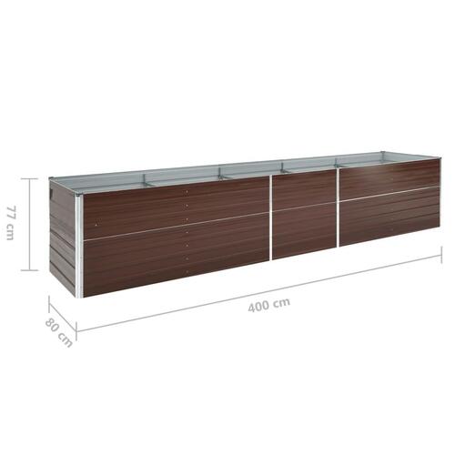 Forhøjet plantekasse 400x80x77 cm galvaniseret stål brun