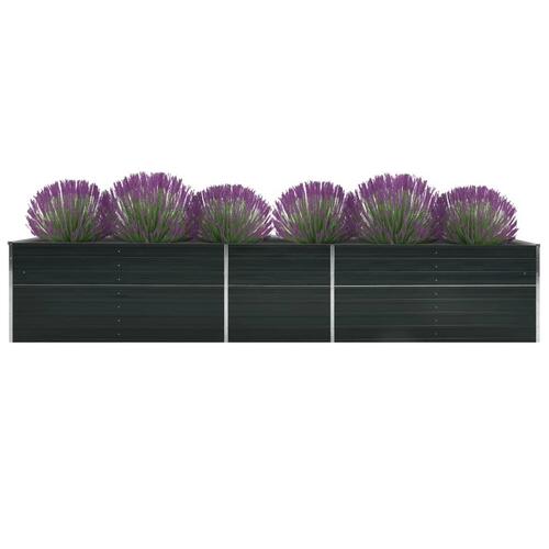 Forhøjet plantekasse 400x80x77 cm galvaniseret stål antracitgrå