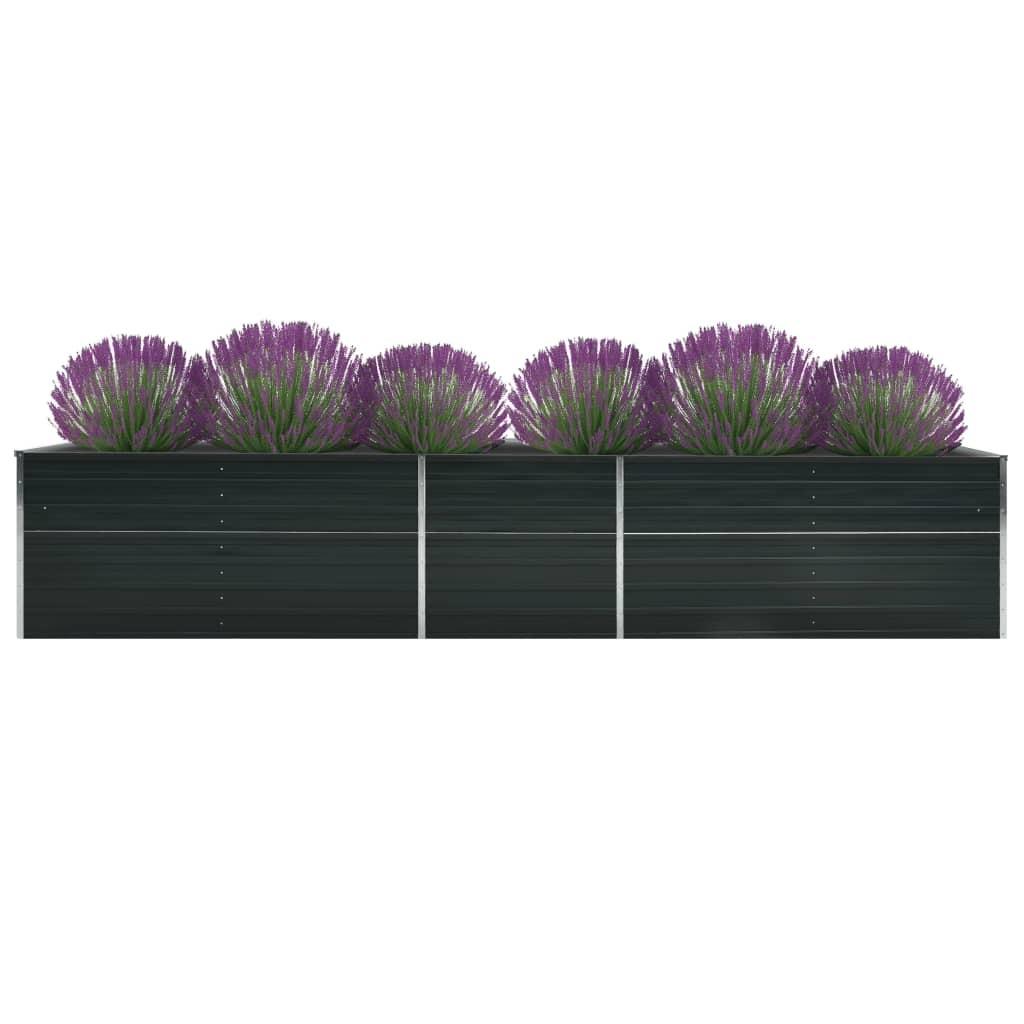 Forhøjet plantekasse 400x80x77 cm galvaniseret stål antracitgrå