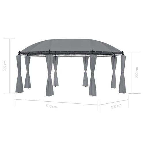 Pavillon med gardiner 520x349x255 cm antracitgrå