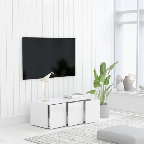 Tv-bord 80x34x30 cm konstrueret træ hvid