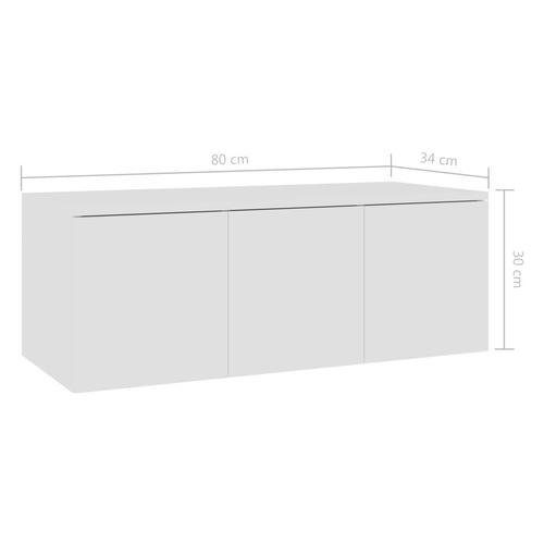 Tv-bord 80x34x30 cm konstrueret træ hvid