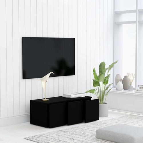 Tv-bord 80x34x30 cm konstrueret træ sort