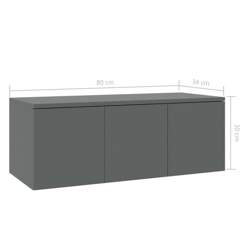 Tv-skab 80x34x30 cm konstrueret træ grå