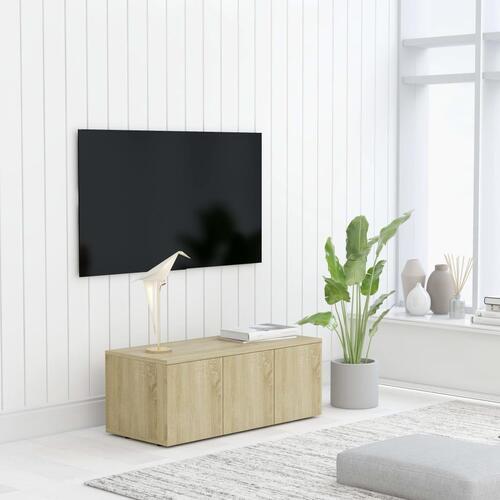 Tv-skab 80x34x30 cm spånplade sonoma-eg