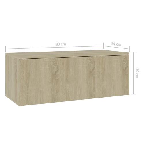 Tv-skab 80x34x30 cm spånplade sonoma-eg