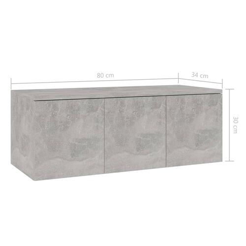 Tv-bord 80x34x30 cm konstrueret træ betongrå