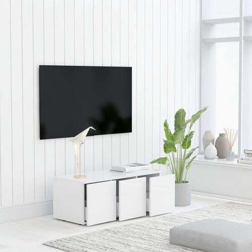 Tv-bord 80x34x30 cm konstrueret træ hvid højglans