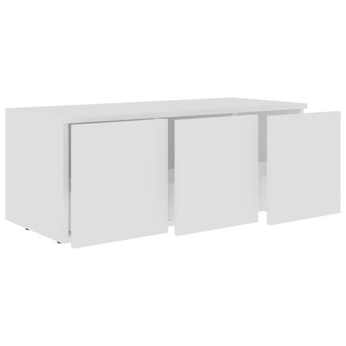 Tv-bord 80x34x30 cm konstrueret træ hvid højglans