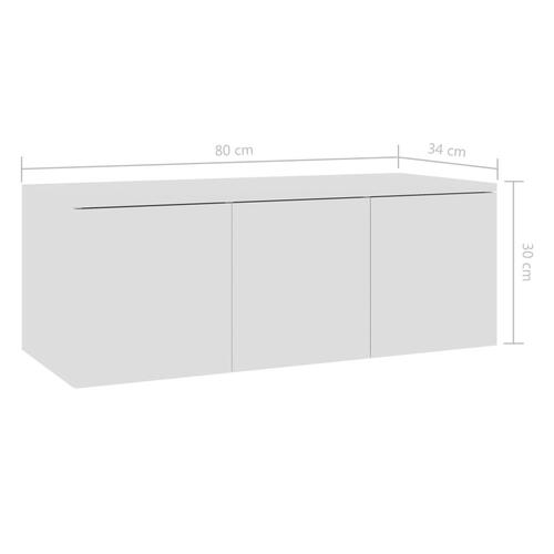 Tv-bord 80x34x30 cm konstrueret træ hvid højglans